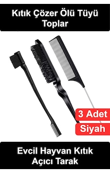 Kıtıkaçıcıtarak Evcil Hayvan Kıtık Açıcı Tarak Seti Kedi Köpek Tüy Bakım Fırçası 3'lü Ölü Toplayıcı