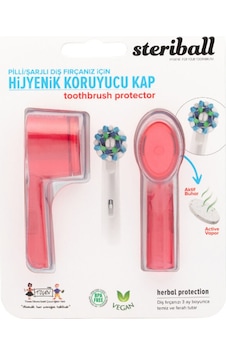 Steriball Pilli Veya Şarjlı Diş Fırçaları İçin Hijyenik Diş Fırçası Kabı - Kırmızı