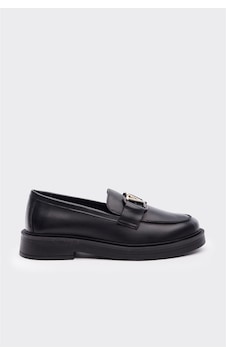 Derinet V Tokalı Hakiki Deri Kadın Loafer Siyah Siyah Derinet V Tokalı Hakiki Deri Kadın Loafer Siyah Siyah