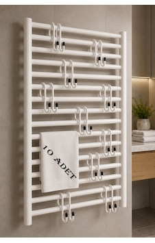 10'lu Banyo Askı Seti Havlupan İçin Pratik Havlu Askıları 10x5 Cm Beyaz 10'lu Banyo Askı Seti Havlupan İçin Pratik Havlu Askıları 10x5 Cm Beyaz