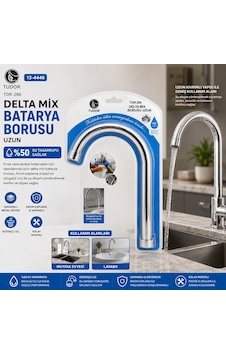 Kuğu Evye - Lavabo Uzun Delta Mix Batarya Borusu Krom Kaplama - Vakumlu - Süzgeçli Uç 5570 Çok renkli