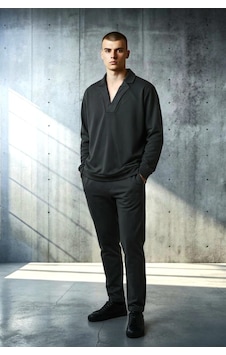 Black Steel Ceket Yaka Casual Erkek Sweatshirt Siyah Black Steel Ceket Yaka Casual Erkek Sweatshirt Siyah