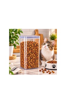 Kedi Mama Kavanozu Akrilik Mama Saklama Kabı Gri Gri Kedi Mama Kavanozu Akrilik Mama Saklama Kabı Gri Gri