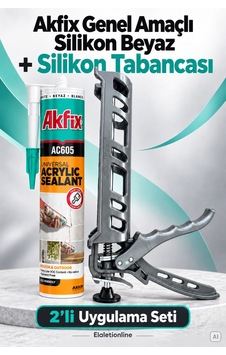 Akfix Beyaz Silikon + Silikon Tabancası - 929892841