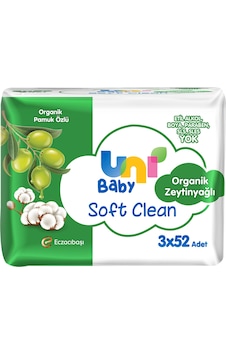 Uni Baby Soft Clean 3 X 52'li Organik Zeytinyağlı Islak Havlu 3'lü Set Uni Baby Soft Clean 3 X 52'li Organik Zeytinyağlı Islak Havlu 3'lü Set