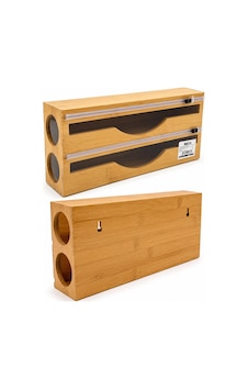 2ın1 Ahşap Bambu Streçlik - Folyoluk - Havluluk Kesici Bıçak Kanallı 5468 Çok Renkli 2ın1 Ahşap Bambu Streçlik - Folyoluk - Havluluk Kesici Bıçak Kanallı 5468 Çok Renkli