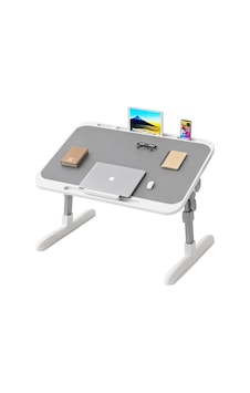Sn-29698 Çok Fonksiyonlu Katlanabilir Yatak Koltuk Laptop Masası Yükseklik Ve Açı Ayarlı Gri 60x40cm Beyaz