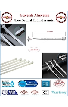 Cırt Kelepçe - Kablo Bağı - 3.6x370mm Beyaz - 100 Adet Cırt Kelepçe - Kablo Bağı - 3.6x370mm Beyaz - 100 Adet