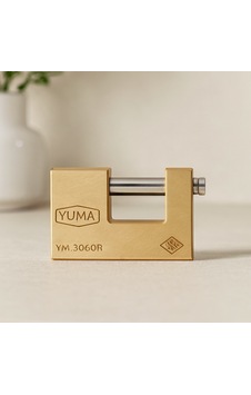 Kayar Milli Pimli Kilit 80x48 Mm Geniş Sarı