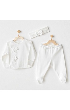 Andywawa Chic Girl 3'lü Bebek Zıbın Set Ac25824 Ekru Andywawa Chic Girl 3'lü Bebek Zıbın Set Ac25824 Ekru