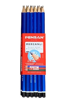 Hb Köşeli Mercanlı Kurşun Kalem 12'li Mavi Hb Köşeli Mercanlı Kurşun Kalem 12'li Mavi
