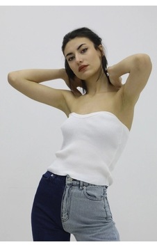 Tarzbu Likralı Triko Büstiyer Ekru P 019895 Çok Renkli