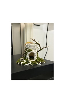 Terraryum Ve Akvaryum İçin Sarmaşıklı Ağaç Kütüğü Mağara / Saklanma Alanı 18cm