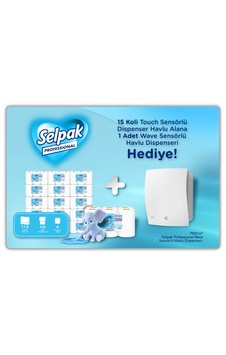 Selpak Professional Touch Sensörlü Havlu 135 M 6'lı X 15 Koli + Wave Sensörlü Havlu Dispenseri Hediyeli Selpak Professional Touch Sensörlü Havlu 135 M 6'lı X 15 Koli + Wave Sensörlü Havlu Dispenseri Hediyeli