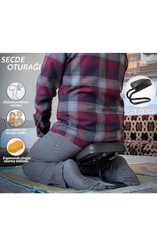 Ergonomik Süngerli Secde Oturağı - Diz Ve Eklem Destekli Namaz Taburesi Siyah