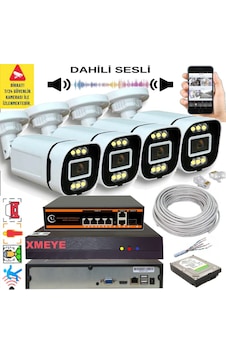 4 Lü Yapay Zeka Destekli 5 Mp Görüntü Poe Bağlantılı Sesli 6 Warm Led Gece Renkli Ip Kamera Seti 4386ws 4 Lü Yapay Zeka Destekli 5 Mp Görüntü Poe Bağlantılı Sesli 6 Warm Led Gece Renkli Ip Kamera Seti 4386ws