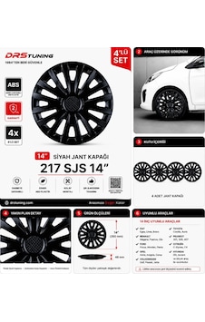 Alfa Romeo Uyumlu 14 Inc Kırılmaz Parlak Siyah Jant Kapağı 1 Takım 4 Adet No:217
