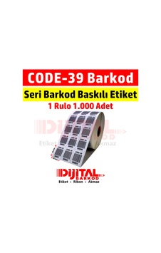 Code 39 Barkod Baskılı Seri Numaralı Etiket Gs1 Barcode /1000Ad.