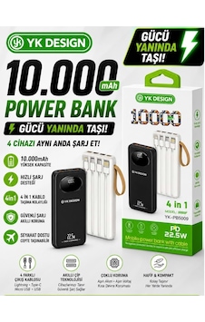 Yk Desıgn Pb-5009 10.000 Mah 22.5w Kendinden Kalolu Powerbank Siyah Yk Desıgn Pb-5009 10.000 Mah 22.5w Kendinden Kalolu Powerbank Siyah