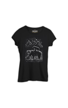 Baby And Parent Bear İn The Lake Siyah Kadın Tshirt 001 Baby And Parent Bear İn The Lake Siyah Kadın Tshirt 001
