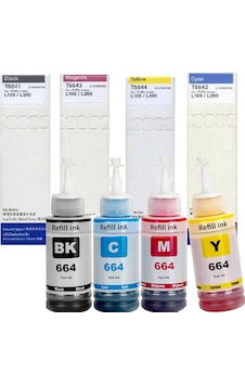 Epson T664 L365 Yazıcı Uyumlu Muadil Mürekkep Seti 4 Renk Black - Cyan - Magenta - Yellow