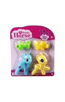 L-34-10 - Pony 2 Li Figür Set Tokalı Kartela Mavi