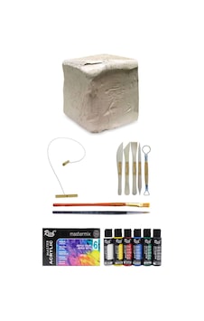 Beyaz Seramik Hamuru 6 Kg Kil Rich Mastermix Akrilik Boya Seti Ana Renkler 6lı 60cc Set Beyaz Seramik Hamuru 6 Kg Kil Rich Mastermix Akrilik Boya Seti Ana Renkler 6lı 60cc Set
