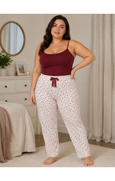 Kadın Büyük Beden Desenli Milan Tek Alt Pijama Beyaz Kadın Büyük Beden Desenli Milan Tek Alt Pijama Beyaz
