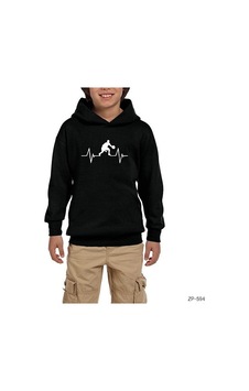 Zepplin Giyim Basketball Heartbeat Siyah Çocuk Kapşonlu Sweatshirt Zepplin Giyim Basketball Heartbeat Siyah Çocuk Kapşonlu Sweatshirt
