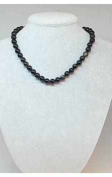 Golden & Siyah Obsidyen Taşı Kolye 8mm (Klipsli) Sedef Golden & Siyah Obsidyen Taşı Kolye 8mm (Klipsli) Sedef