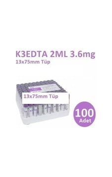 Medikaltec 100 Adet Kan Alma Tüpü, Mor Kapak, K3e K3edta 2ml 3.6mg 13x75mm, Bd Vacutainer Medikaltec 100 Adet Kan Alma Tüpü, Mor Kapak, K3e K3edta 2ml 3.6mg 13x75mm, Bd Vacutainer