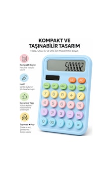 Lcd Ekran Hesap Makinesi 12 Haneli Hesap Makinesi Pastel Mavi Lcd Ekran Hesap Makinesi 12 Haneli Hesap Makinesi Pastel Mavi
