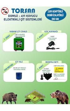 Torsan 220v Adaptörlü Eko Plus 500 Elektrikli Çit Sistemi Domuz - Ayı Kovucu 500mt Torsan 220v Adaptörlü Eko Plus 500 Elektrikli Çit Sistemi Domuz - Ayı Kovucu 500mt