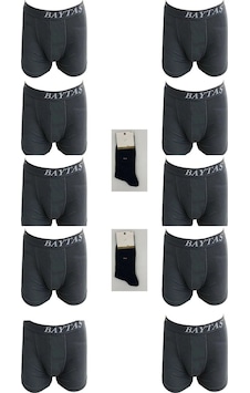 Erkek 10'Lu Likralı Boxer 2 Çift Çorap Hediyeli 001 Erkek 10'Lu Likralı Boxer 2 Çift Çorap Hediyeli 001