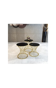 Gold Hasır Bronz Cam C Model Zigon Sehpa Metalik Gold Hasır Bronz Cam C Model Zigon Sehpa Metalik