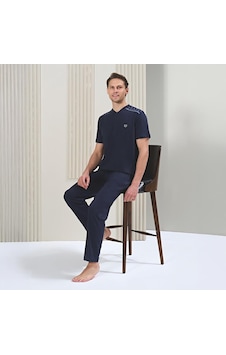 Over Sleep By Poleren Over Sleep 1718 Erkek Kısa Kol Uzun Alt Yazlık Büyük Beden Pijama Takım Lacivert Over Sleep By Poleren Over Sleep 1718 Erkek Kısa Kol Uzun Alt Yazlık Büyük Beden Pijama Takım Lacivert