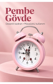 Kargo Pilli Çalar Saat Çift Çanlı Klasik Masaüstü Tasarım Najmaddin Çok Renkli