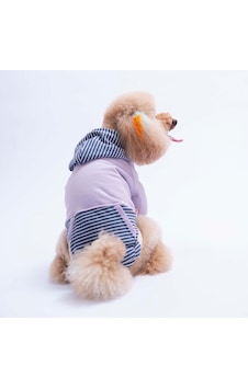 Lila Sera Stripe Köpek Hoodie Köpek Sweat Köpek Kıyafeti Kedi Kıyafeti