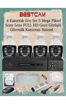 4 Kameralı Eco Set 5 Mp Sony Lensli Full Hd Gece Görüşlü Set 4 Kameralı Eco Set 5 Mp Sony Lensli Full Hd Gece Görüşlü Set
