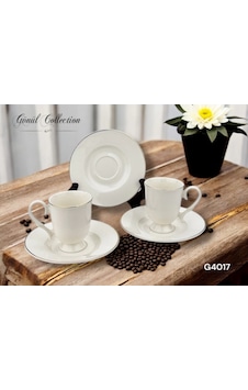 Gönül Gnl 4017 Gümüş Kenarlı Beyaz Porselen Kahve Seti 6'lı Beyaz Gönül Gnl 4017 Gümüş Kenarlı Beyaz Porselen Kahve Seti 6'lı Beyaz