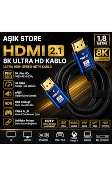 Hdmı 2.1 Kablo 1.8 Metre 8k Ultra Hd 48gbps Earc Hdr Vrr 4k 120hz Altın Uçlu Ps5 Xbox Series X Yüksek Hızlı Hdmı Kablo Hdmı 2.1 Kablo 1.8 Metre 8k Ultra Hd 48gbps Earc Hdr Vrr 4k 120hz Altın Uçlu Ps5 Xbox Series X Yüksek Hızlı Hdmı Kablo