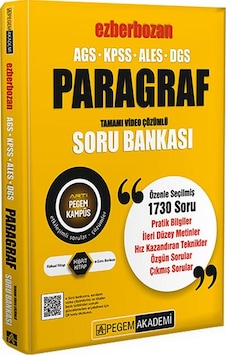 Pegem Akademi Yayıncılık AGS-KPSS-ALES-DGS Ezberbozan Paragraf Tamamı Video Çözümlü Soru Bankası Pegem Akademi Yayıncılık AGS-KPSS-ALES-DGS Ezberbozan Paragraf Tamamı Video Çözümlü Soru Bankası