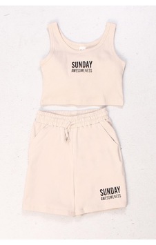 Dmb Kids Dmb Kız Penye Crop Şort Takım Bej Dmb Kids Dmb Kız Penye Crop Şort Takım Bej