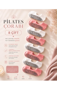 Çorap Vitrini Her Adımda Rahatlık: Kaymaz Tabanlı Pembe Ve Beyaz Pilates Çorabı Seti 8 Çift Beyaz - Pembe Çorap Vitrini Her Adımda Rahatlık: Kaymaz Tabanlı Pembe Ve Beyaz Pilates Çorabı Seti 8 Çift Beyaz - Pembe