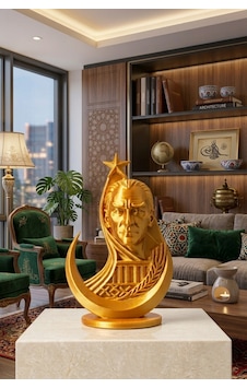 Özel Tasarım Altın Renk Atatürk Biblosu Modern Şık Ofis Ve Salon Dekorasyonu Özel Tasarım Altın Renk Atatürk Biblosu Modern Şık Ofis Ve Salon Dekorasyonu