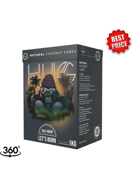 Hug Coal Half Moon %100 Doğal Hindistan Cevizi Hmd Nargile Kömürü 1 Kg Hug Coal Half Moon %100 Doğal Hindistan Cevizi Hmd Nargile Kömürü 1 Kg