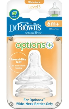 Dr Brown's 3. Seviye Geniş Ağız Silikon Biberon Emziği 2'li Dr Brown's 3. Seviye Geniş Ağız Silikon Biberon Emziği 2'li