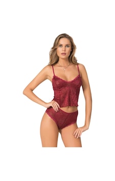Bicomi Bordo Jakarlı Babydoll Şort Takımı Bordo Bicomi Bordo Jakarlı Babydoll Şort Takımı Bordo