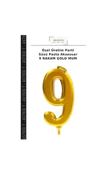 Özel Üretim Parti Süsü Pasta Aksesuar 9 Rakam Gold Mum Altın Özel Üretim Parti Süsü Pasta Aksesuar 9 Rakam Gold Mum Altın