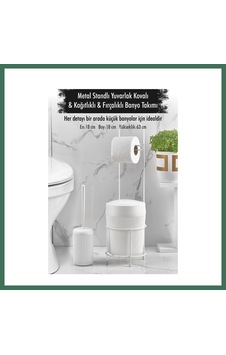 En-cag Metal Standlı Yuvarlak Kovalı & Kağıtlıklı & Fırçalıklı Beyaz Banyo Takımı Bss En-cag Metal Standlı Yuvarlak Kovalı & Kağıtlıklı & Fırçalıklı Beyaz Banyo Takımı Bss